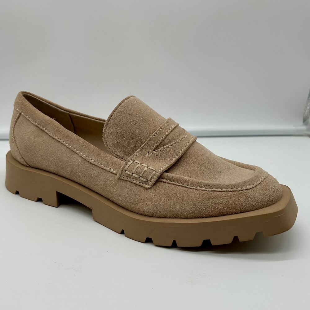 Dolce Vita Elias Tan Suede Leather Lug Sole Loafers Womens 8.5 Platform Shoes - Picture 2 of 12